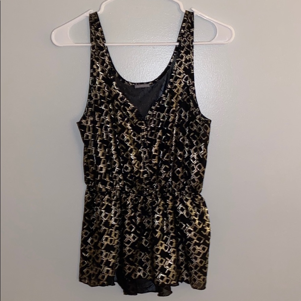 Silver and black top